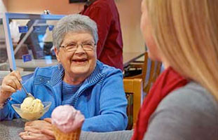 Seniors eating ice cream