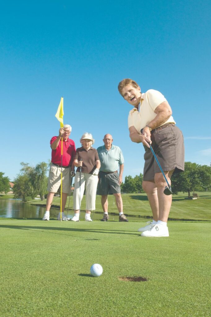 A group of seniors playing golf