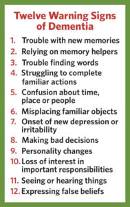 Twelve Warning Signs of Dementia