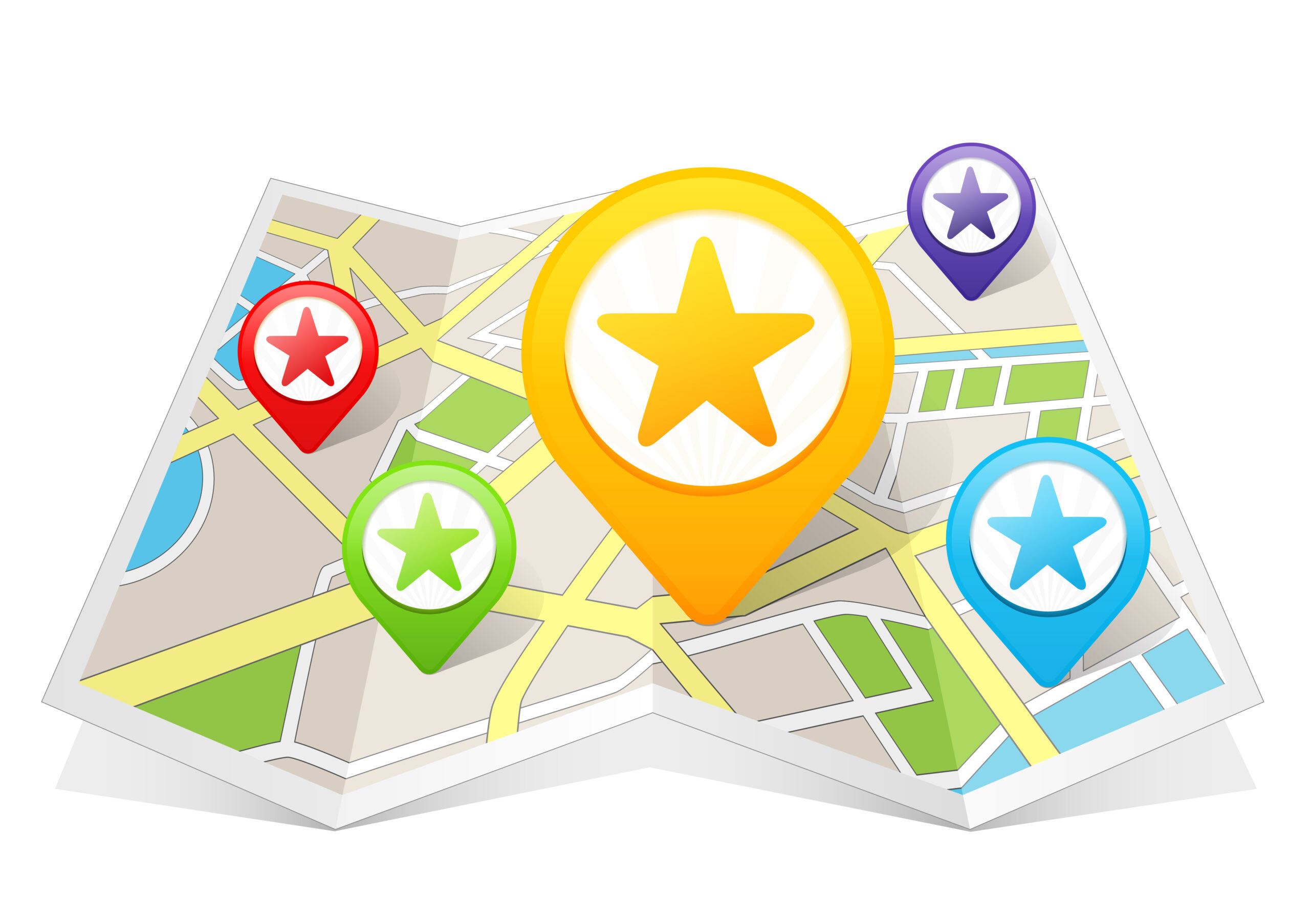 map with stars on it