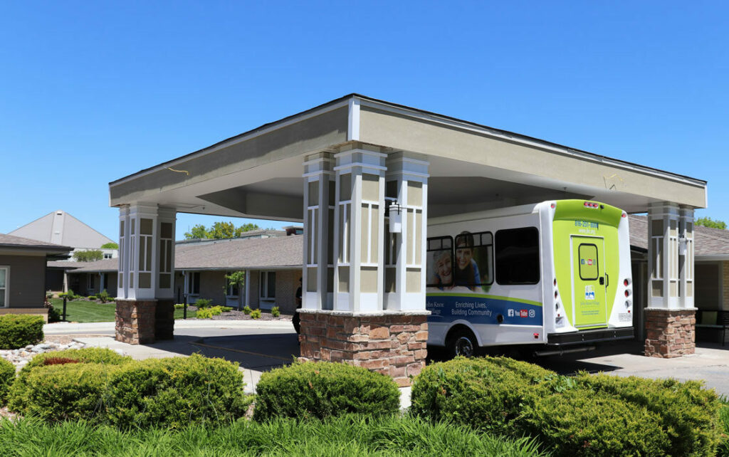 Main entrance to Village Assisted Living, on O'Brien Rd.