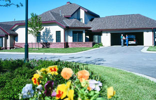 Flowers blooming in the senior living neighborhood