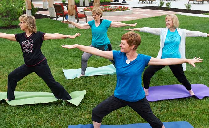 Outdoor yoga for seniors class